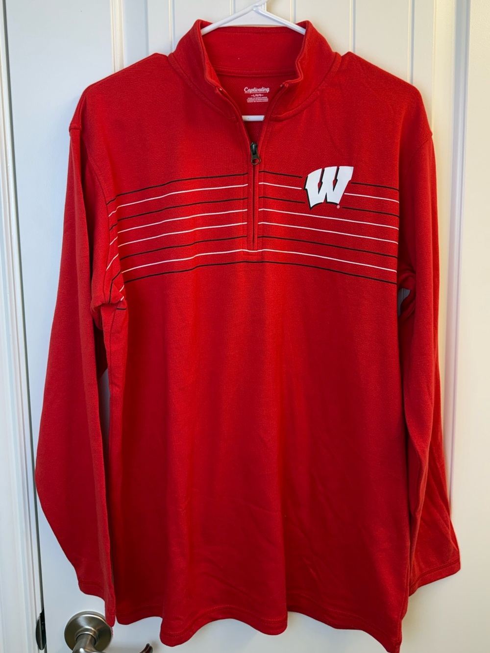University of Wisconsin Badgers Red Quarter-Zip Pullover Sweatshirt sz L